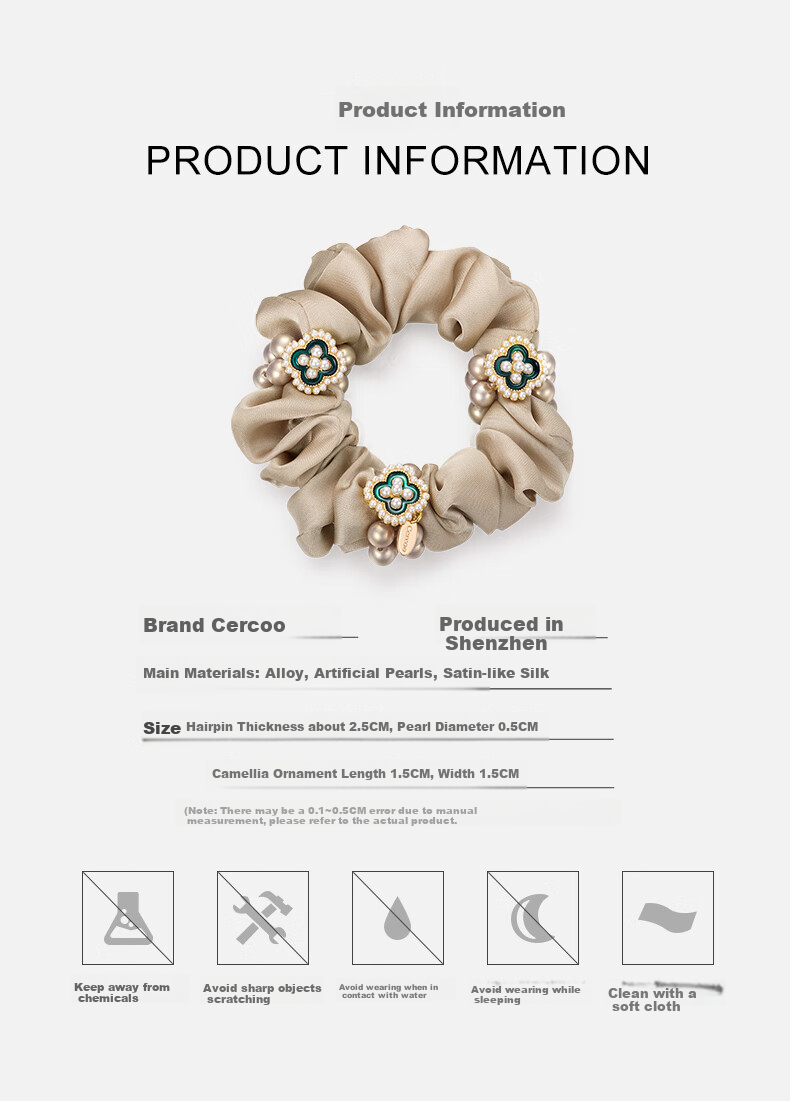 Cercoo March Tea Handmade Oil-Dripping Romantic Artificial Pearl Back of Head Ponytail Hair Tie Hair Accessory Gift for Girlfriend 3