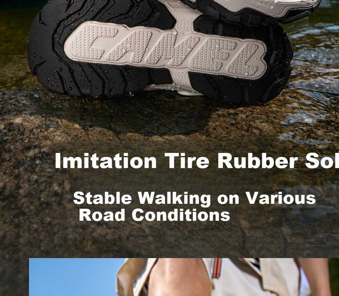 CAMEL Soft Cushioning Two-Way Thick-Soled Mountain Outdoor Sandals Breathable Men's Hole Shoes G15M776029 Black 42 16