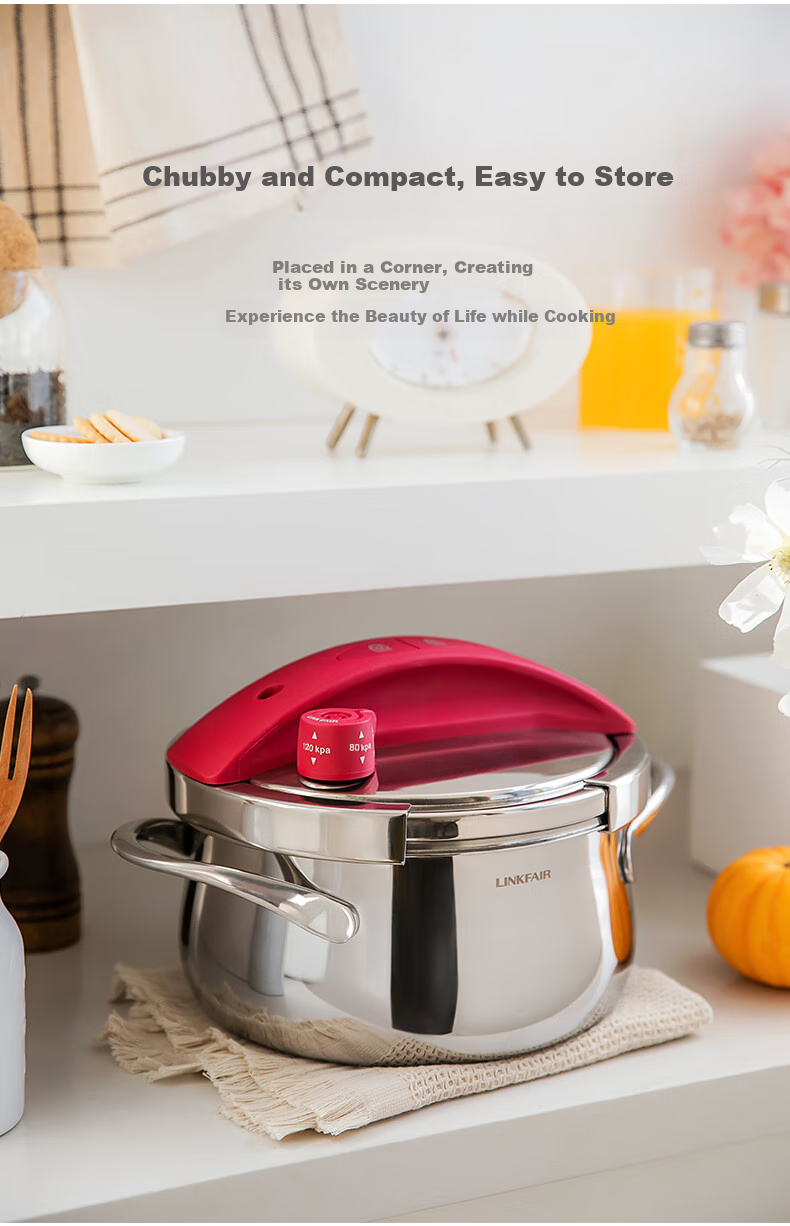 LINKFAIR 4L Mini Stainless Steel Pressure Cooker Explosion-Proof Household High-Pressure Cooker One-Button Press Gas and Induction Cooker Compatible 7