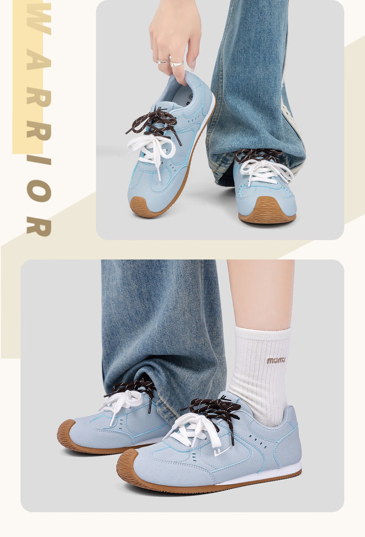 Huili Women's Shoes, Dopamine Thin-Soled Training Shoes, American Retro Casual Sports Sneakers WXY5248Z, Gray, Size 40 6