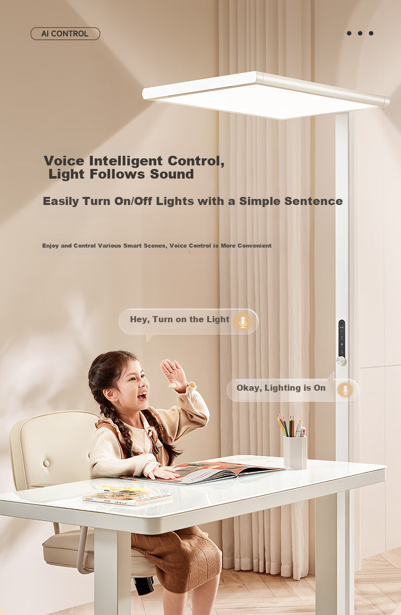 Midea Plus Floor Lamp, Eye-Protecting Standing Lamp for Children's Reading And Study, Voice-Controlled Smart Light Sensor, Large Street Lamp 8
