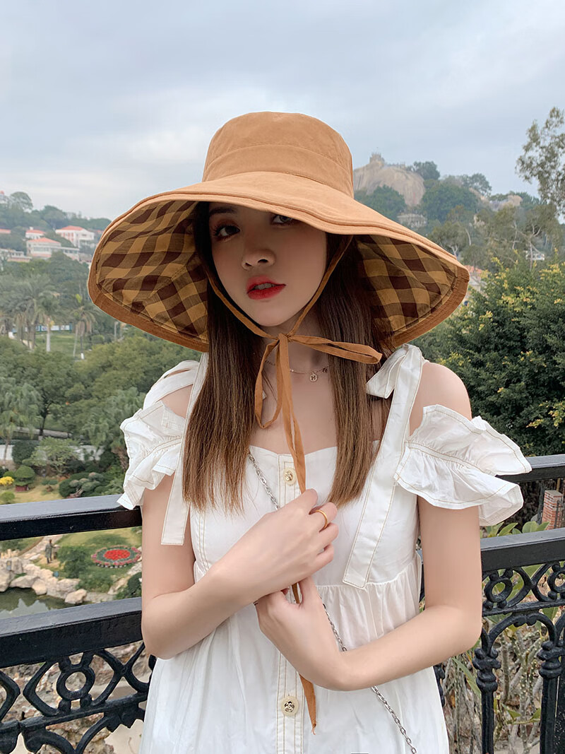 Jian Cai Summer Sunshade Bucket Hat for Women, Wide Brim Double-Sided Wear Face-Covering Beach Sun Hat, Perfect Sun Protection Gift for Girlfriend 8
