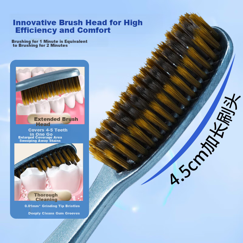 DAGO Wide-Head Luxury Toothbrush with Ultra-Soft Bristles, Extended Curved Handle, for Home Use, Suitable for Men And Women, Gentle on Gums, Easy to Use 2