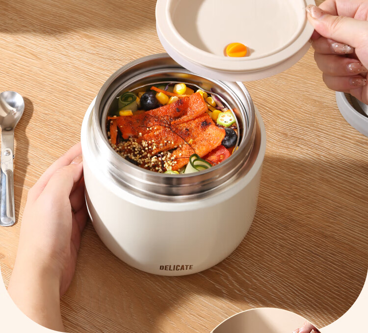 Ymer Double-Layer Insulated Lunch Box, Extra Long Handle, for Office Workers And Students, Self-Operated New Stainless Steel Soup Pot And Bowl 5