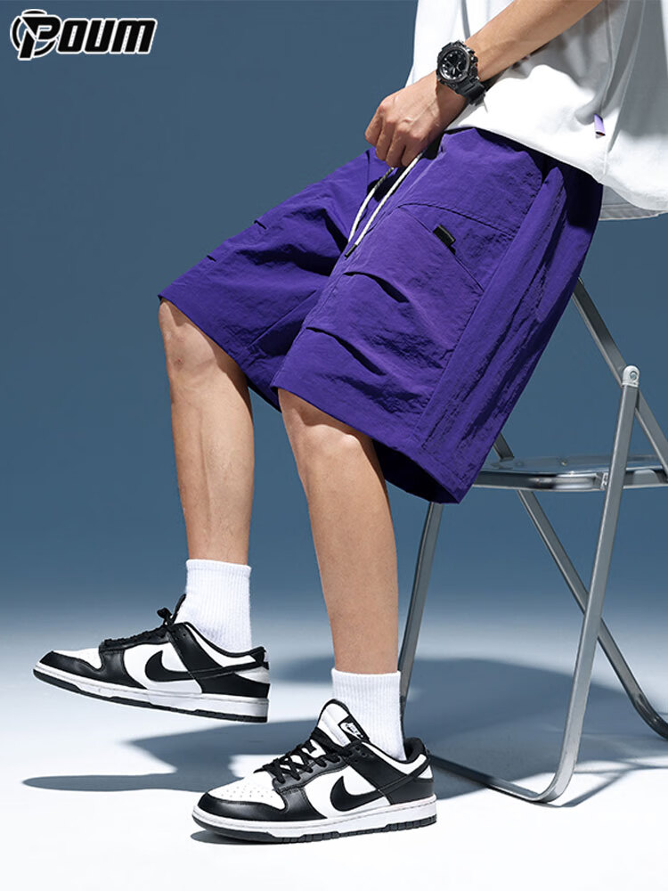 POUM Workwear Ice Silk Men's Summer Casual Quick-Dry Sports Beach Shorts 5-Point Pants 023 Purple M 10