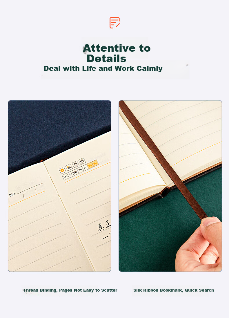 Jindeli A5 Business Notebook, Thick Leather Cover, Portable, Office Stationery, Work Journal, Meeting Record Book, Diary, Accounting Book, Planner, Black NT211A 7