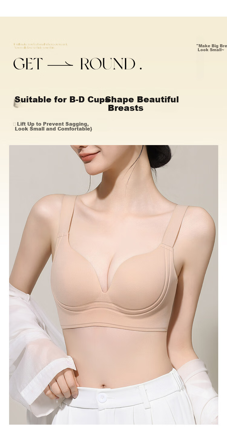 GRACEWELL Seamless Smooth Lift And Push-Up Bra for Women, Anti-Sagging, Minimizing for Large Breasts, Adjustable Wireless Brassiere 3