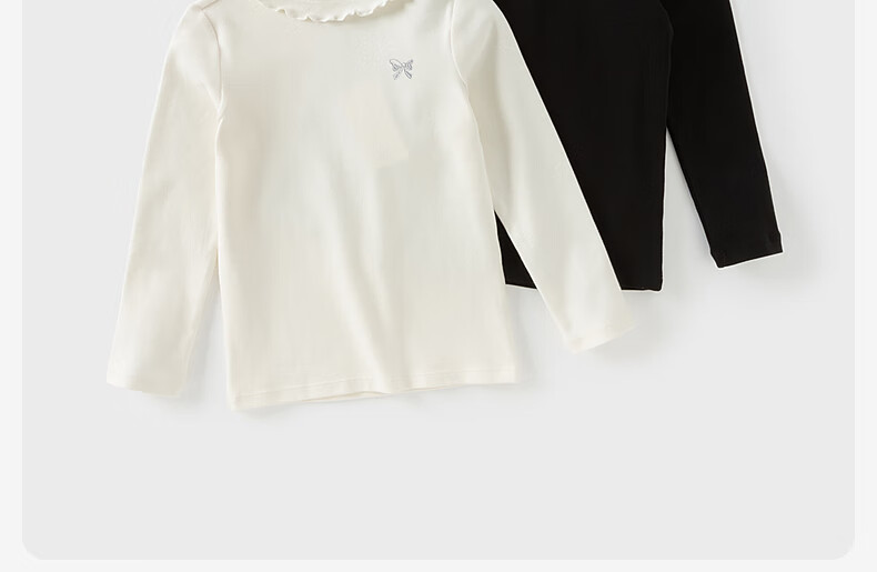 David Bella Kids Long Sleeve T-Shirt Autumn Girls Antibacterial Mite-Resistant Half Turtleneck Casual Base Shirt 1