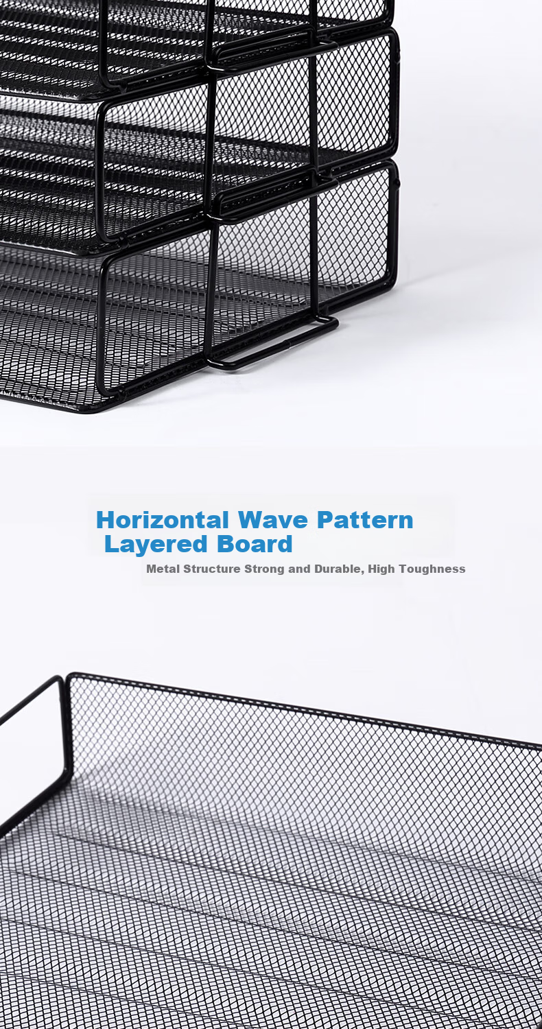 KW-Trio Desktop Metal Mesh File Organizer, Horizontal Stackable 4-Tier File Holder, Document Tray, File Rack, File Basket, File Box 8