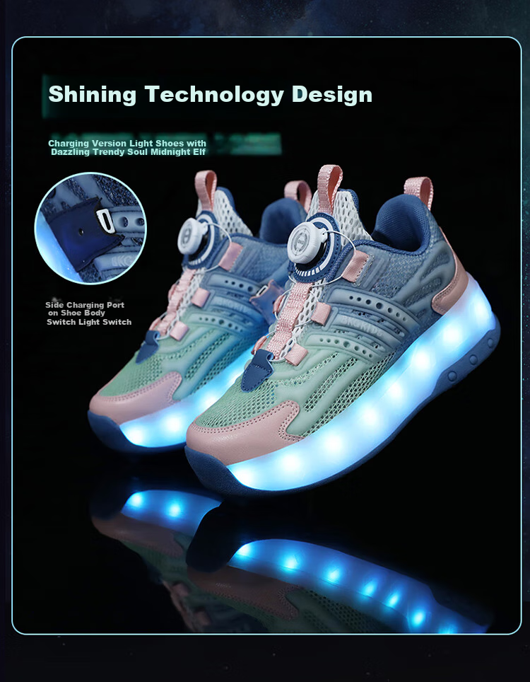 BKG Running Shoes for Boys, New Autumn Student Single Mesh Breathable Girls' Sports Roller Skates X25533-B15 8