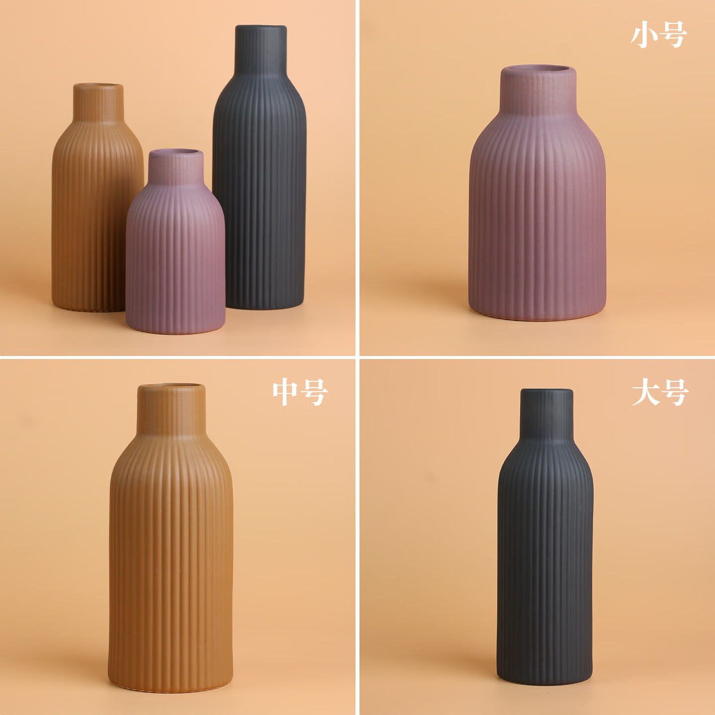 Qiju Yaji Ceramic Vase Nordic Morandi Color Luxury Light Decoration Fresh Flower Water Table Arrangement 3-Piece Set 20229 7