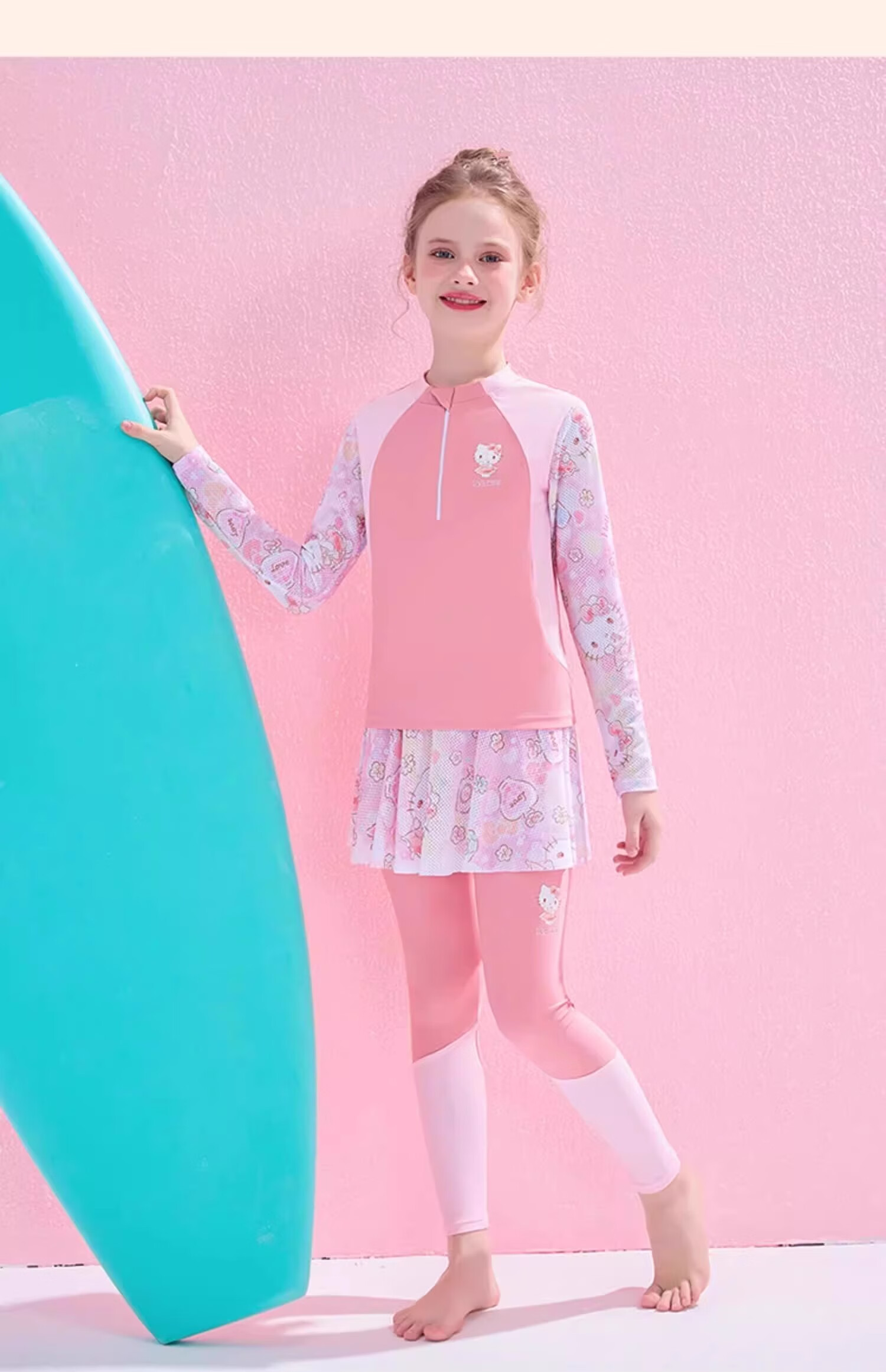 F.DYRAA & Hello Kitty Kids' Long Sleeve Sun Protection Swimwear Set A-Class Two-Piece KC422C015 Purple Size 130 20