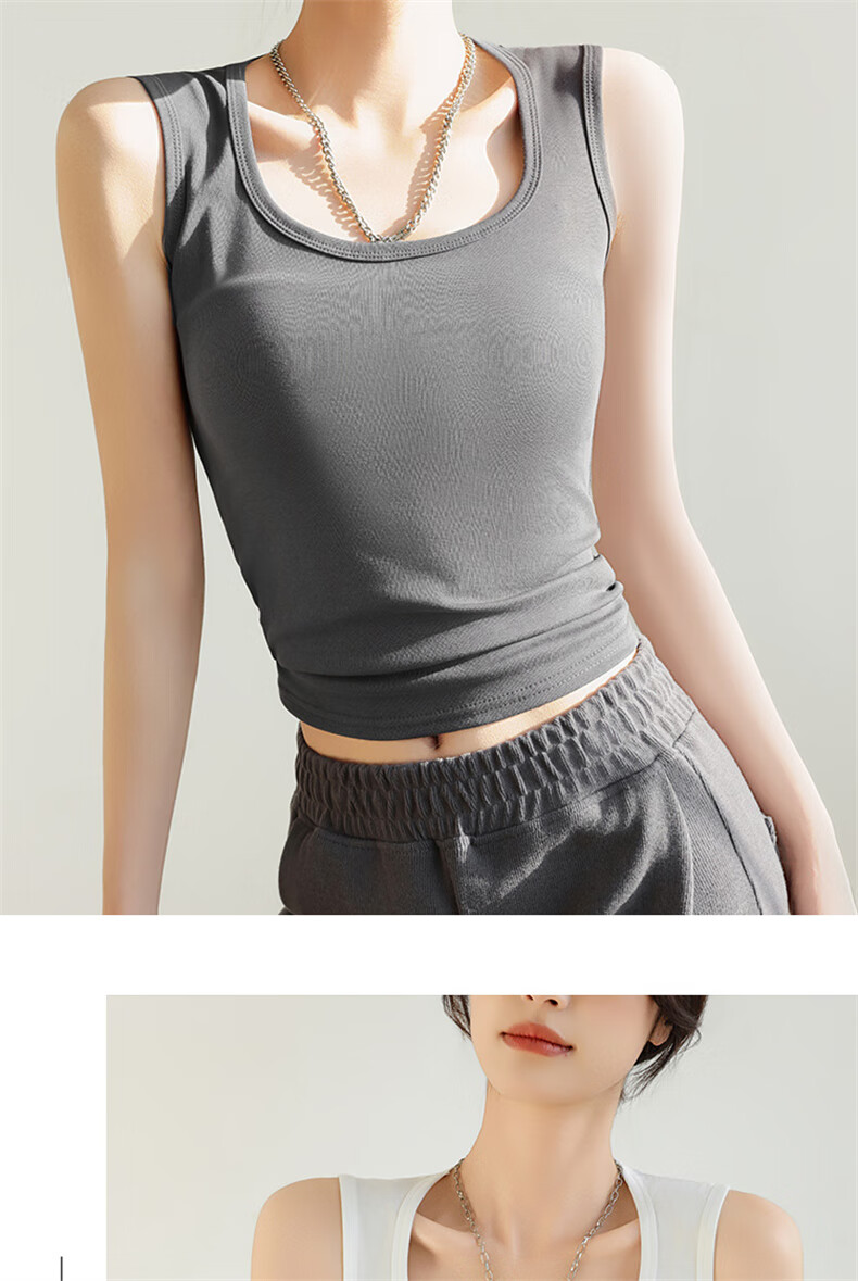 LangSha Spicy Girl Women's New Racerback Camisole Wide Shoulder Strap Slim Fit Sleeveless Top for Layering and Outerwear 16