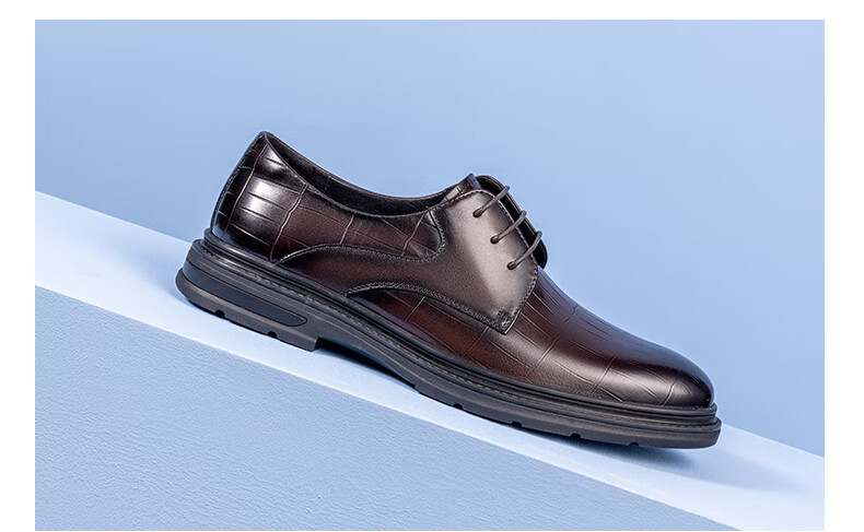 Aokang [Wanbu Series] Aokang Men's Shoes Spring And Autumn Business Formal Lace-Up Office Leather Shoes Black Size 42 3