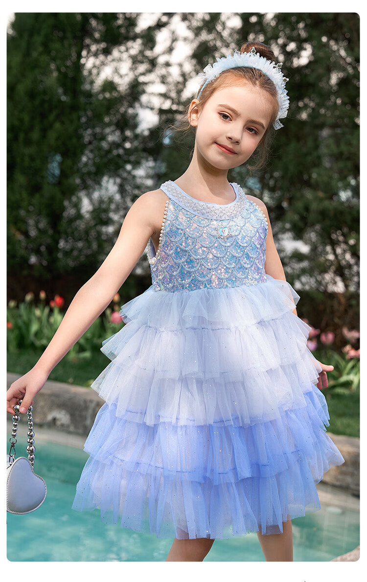 Disney Elsa Girls' Spring Princess Dress New 2026 Kids' Dress 5