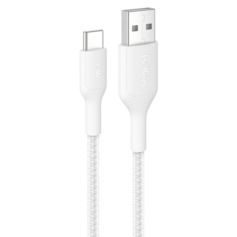 BELKIN Apple Data Cable PD Fast Charging USB-A to Type-C Charging Cable IPhone Charging Cable Apple Phone Charger 2 Meters Braided White CAB022