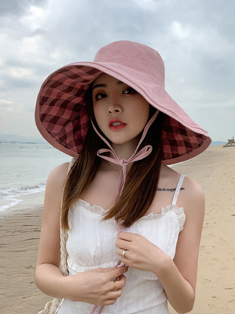 Jian Cai Summer Sunshade Bucket Hat for Women, Wide Brim Double-Sided Wear Face-Covering Beach Sun Hat, Perfect Sun Protection Gift for Girlfriend 9