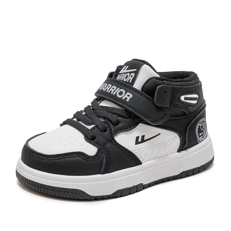 Warrior Children's Mid-Top Sneakers for Spring And Autumn, Boys' School Sports Shoes WZ-0610 Black/White Size 33