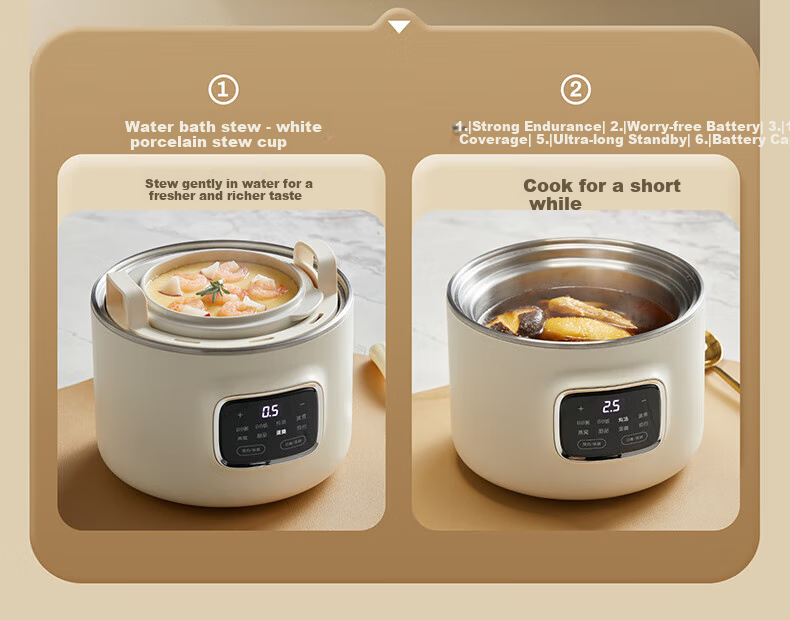 OIDIRE (Oudian) Electric Stew Pot, Double Boiler Soup Cooker, Health-Preserving Ceramic Pot with Automatic Timer for Bird's Nest And Baby Food, ODI-DDZ23A Steamer Model 4