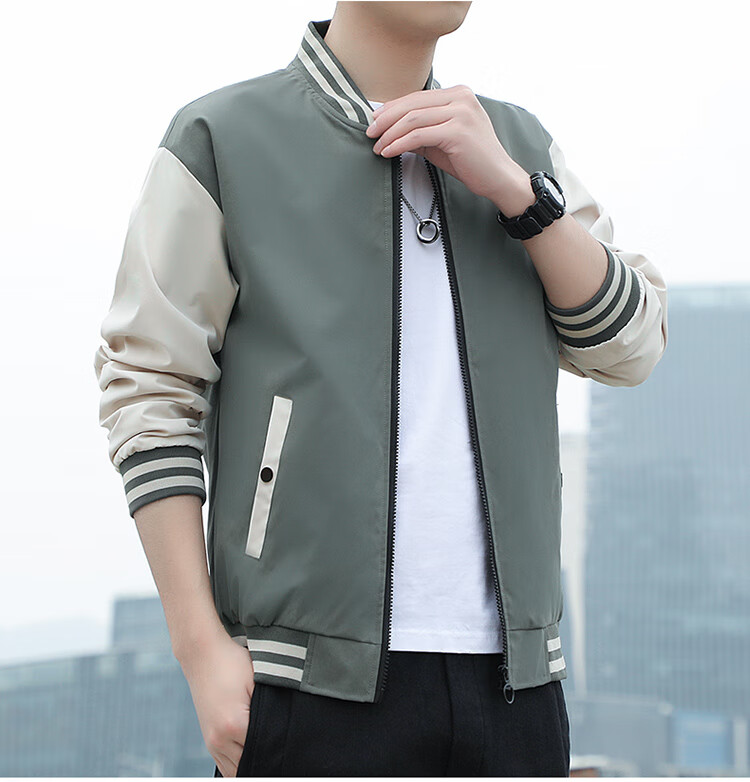 TUCANO Men's Spring Autumn Baseball Collar Casual Jacket Sport Comfortable Fashion Top Green 4XL 6