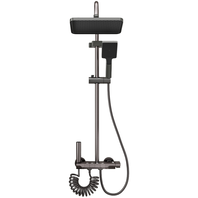 HSPA Shower Set Bathroom Shower Head Three-Piece Gun Gray Piano Key Integrated Sprinkler 5163