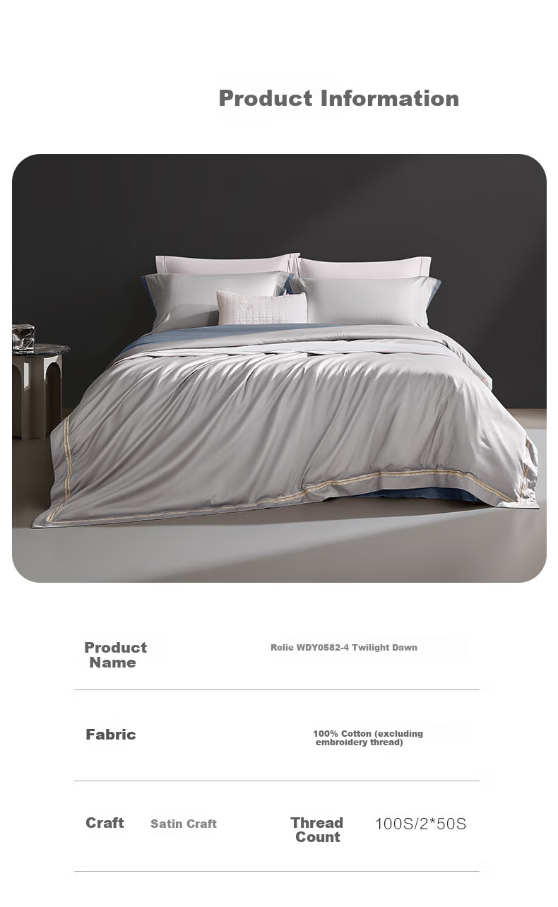 LUOLAI Home Textiles, 100-Count Double-Ply Pure Cotton Bedding Set, Satin All-Cotton Duvet Cover And Bed Sheet, Pink, 220*250 11
