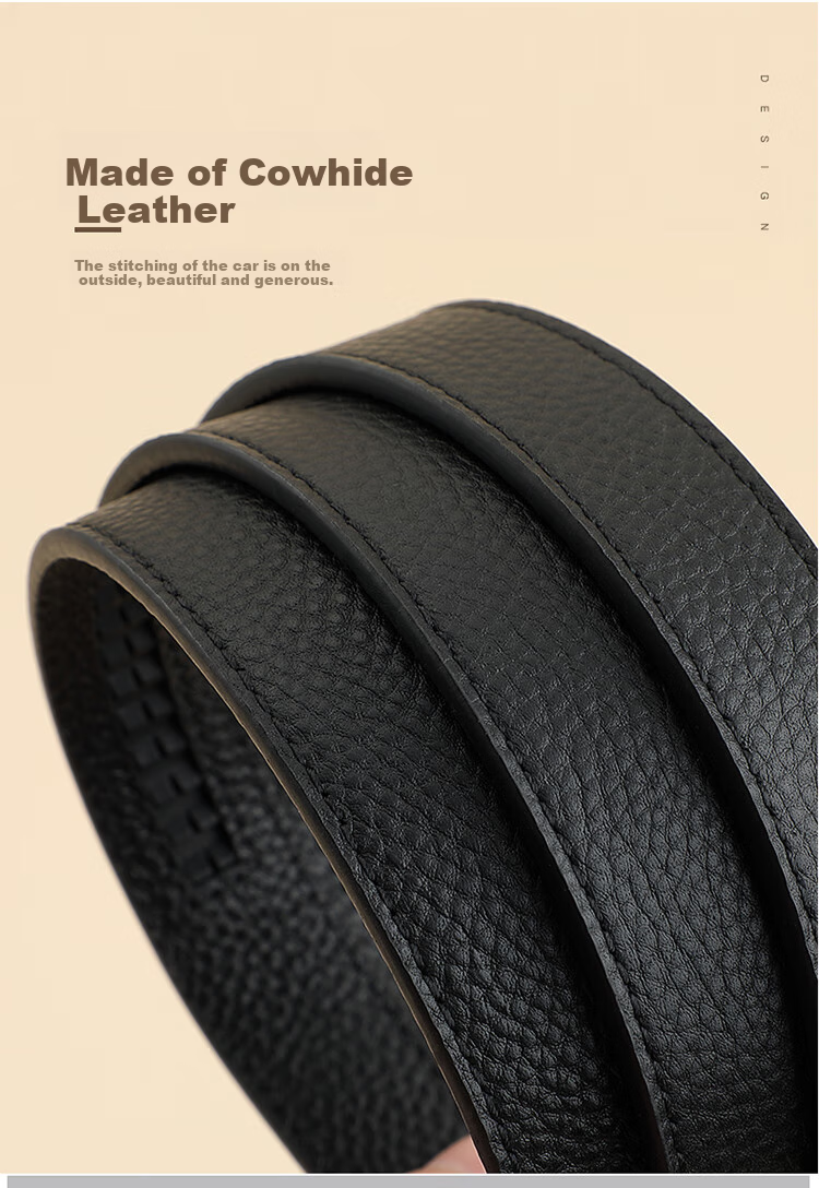 CROCODILE Top-Grain Leather Fashion Belt for Women, Automatic Buckle, Exquisite And Minimalist Waist Belt T3797 Black Gift Box Set 4