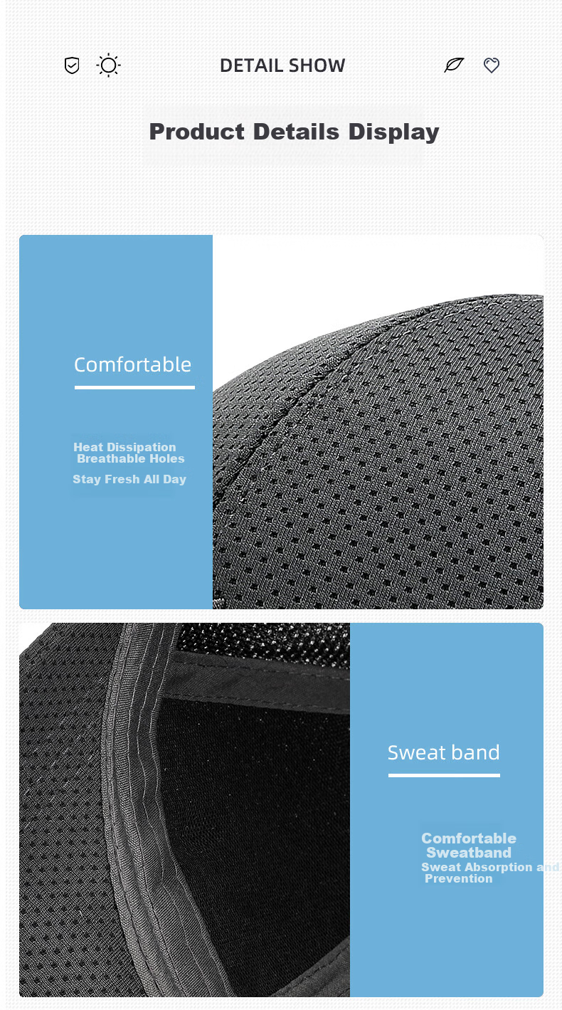 Romon Men's Summer Mesh Lightweight Baseball Cap Outdoor Extended Brim Sun Protection Breathable Sunshade Hat 12