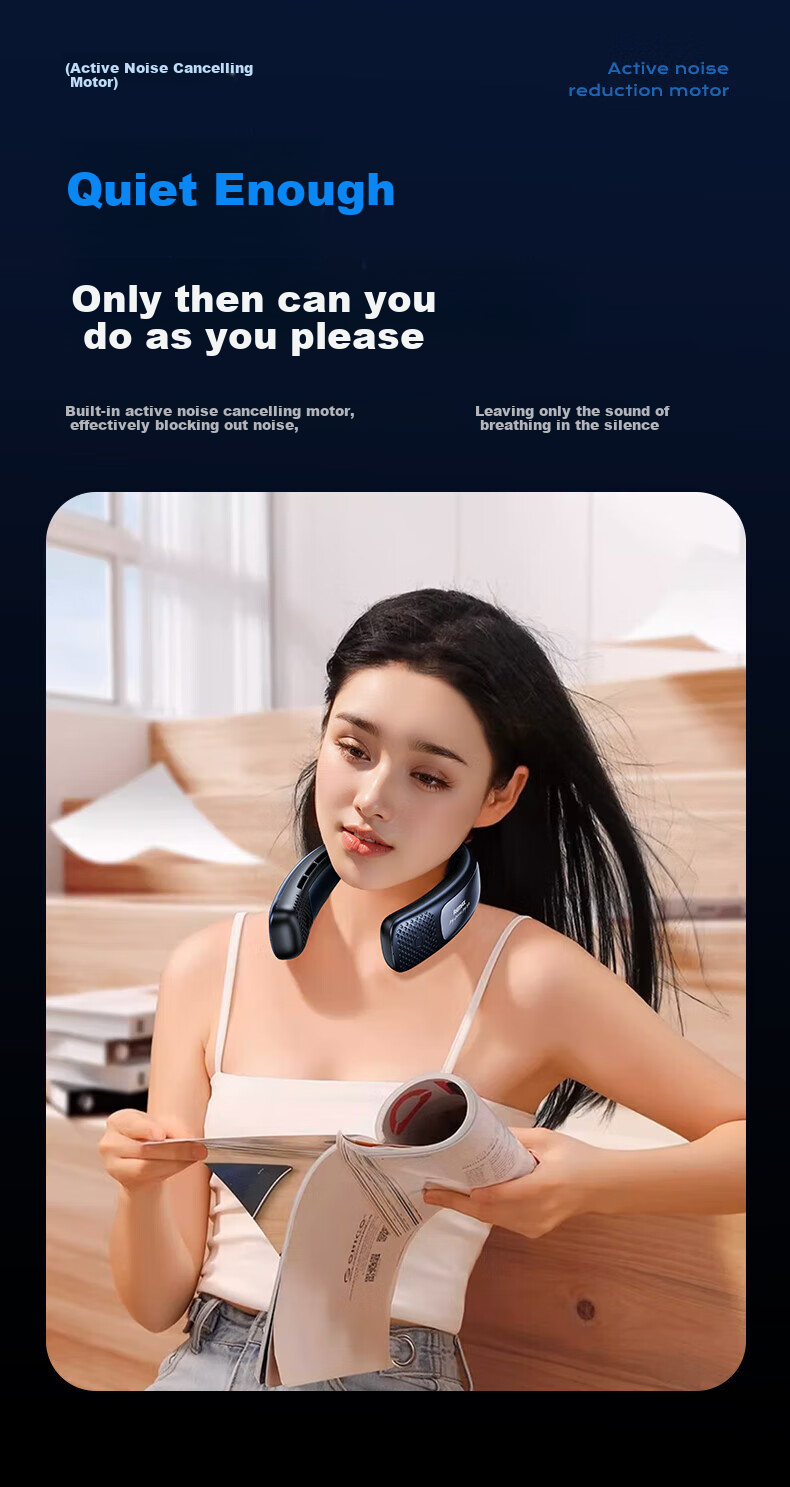 REMAX [Outdoor Direct Drop 16°] Cooling Neck Fan, Portable Mini Air Conditioner, Ice Pack Cooling, Office Wearable, Quiet Rechargeable with Ultra-Long Battery Life 17