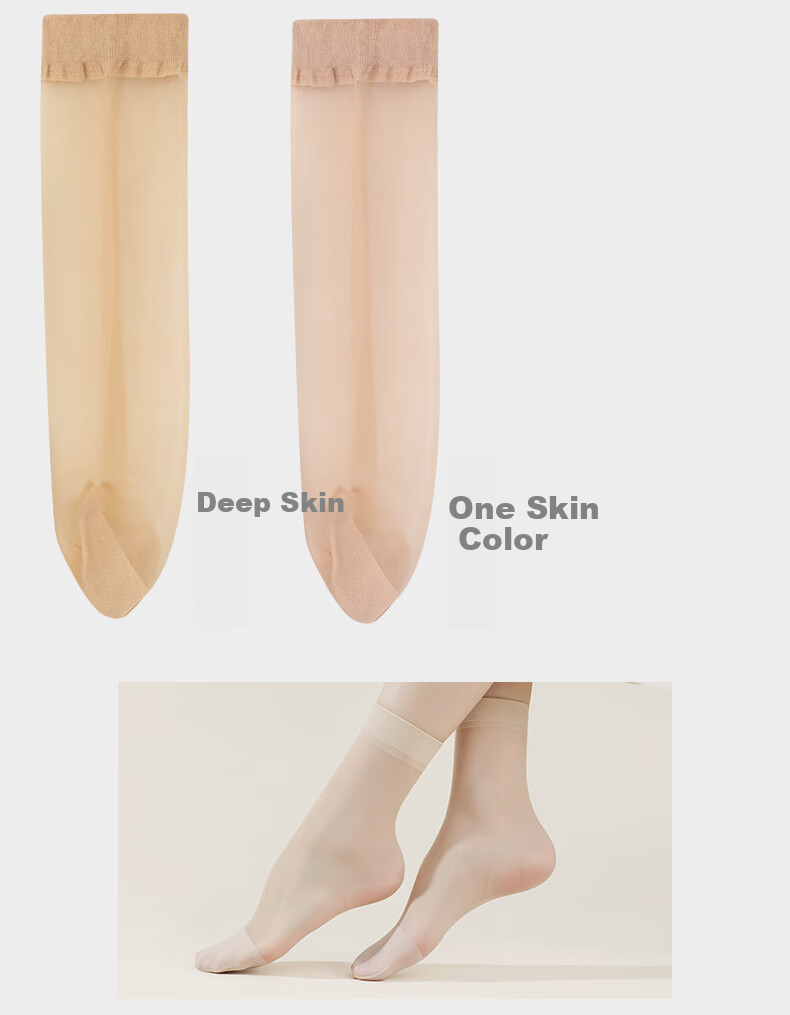 LangSha Thin Women's Stockings, Spring And Summer 10A Antibacterial Anti-Snag Transparent Invisible Crystal Silk Mid-Calf Socks, Skin Color 10 Black 10 6