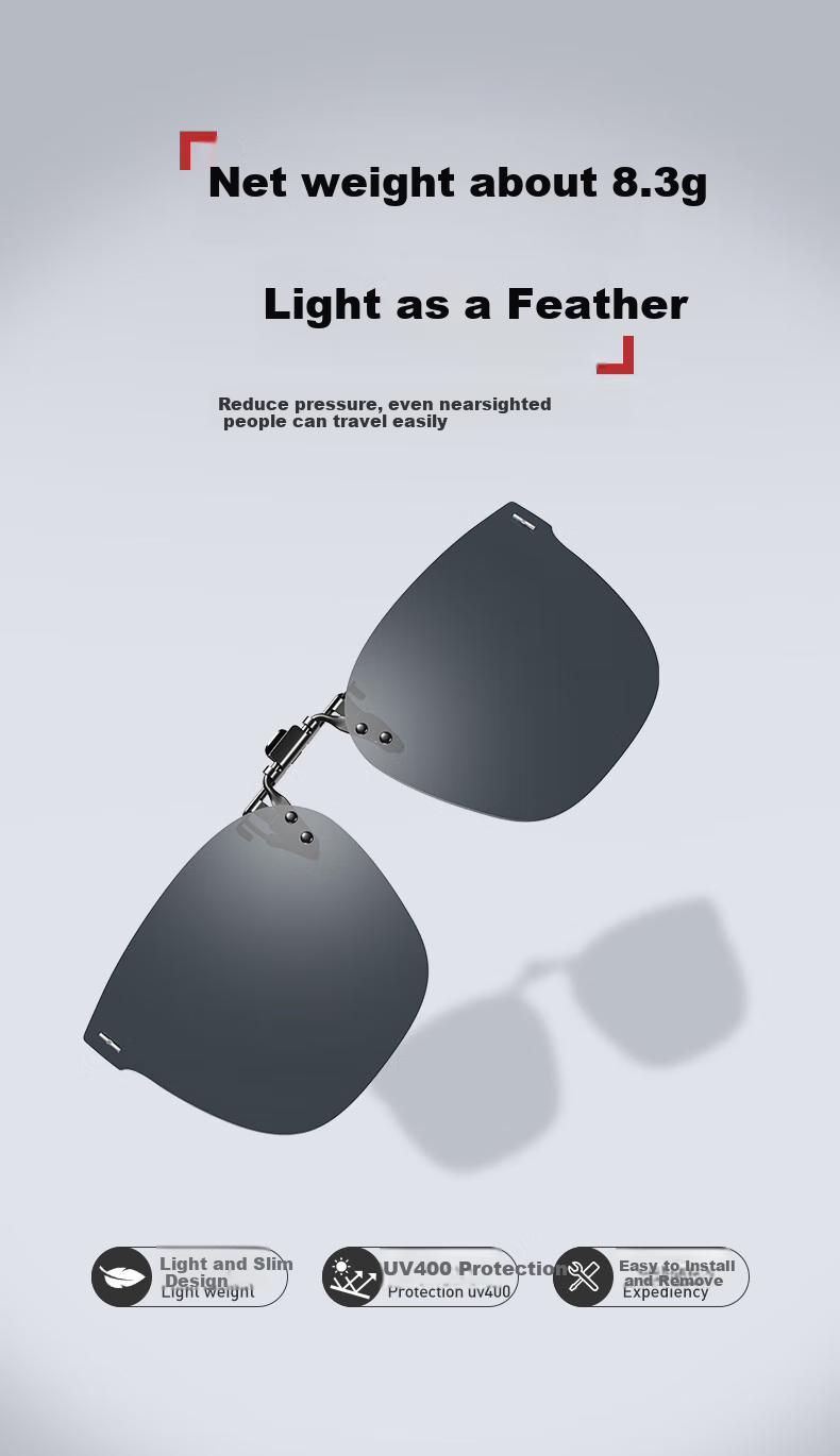 CHAINGO Clip-On Sunglasses for Nearsighted People, Flip-Up Polarized Sunglasses, Portable High-Definition Outdoor UV Protection Driving Glasses for Me 3