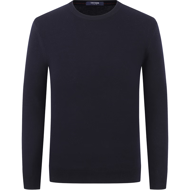 YOUNGOR Men's 100% Wool Autumn Winter Warm Business Crew Neck Wool Sweater 639994