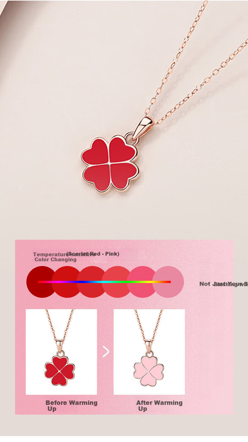 Grace Girl Four-Leaf Clover Necklace for Women, Simple And Elegant Rose Gold Collarbone Chain, Anniversary Birthday Gift for Girlfriend 20
