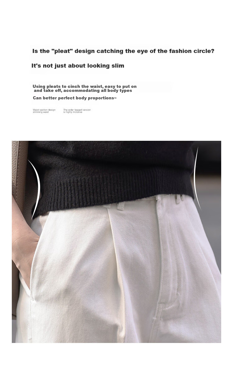 MT American Street Style Denim Jeans Spring Autumn Simple Loose White Cotton Wide-Leg Pants Off-White L 7