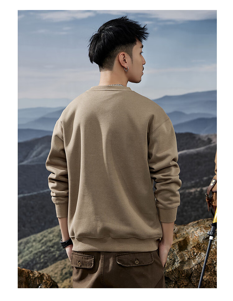 JEEP Spring And Autumn Round Neck Sweatshirt for Men, Loose Casual Sports High-End T-Shirt Top Outerwear 12