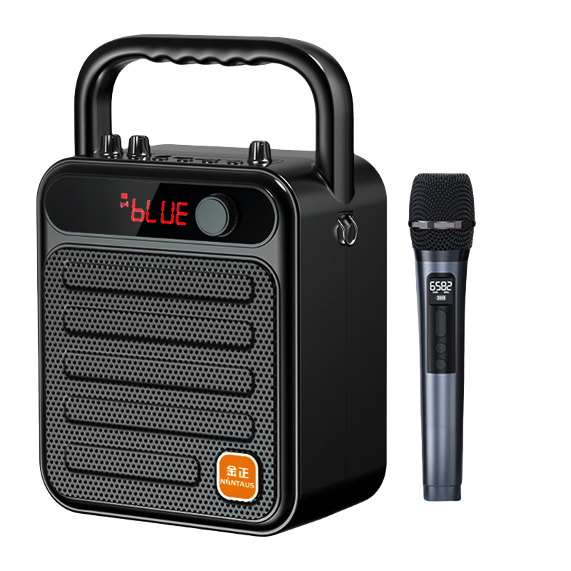 Jinzheng S59 Wireless Bluetooth Speaker Portable Outdoor High Volume KTV Sound System with Microphone Small Home Square Dance Bass Subwoofer Large Speaker Payment Broadcast Single Microphone Version