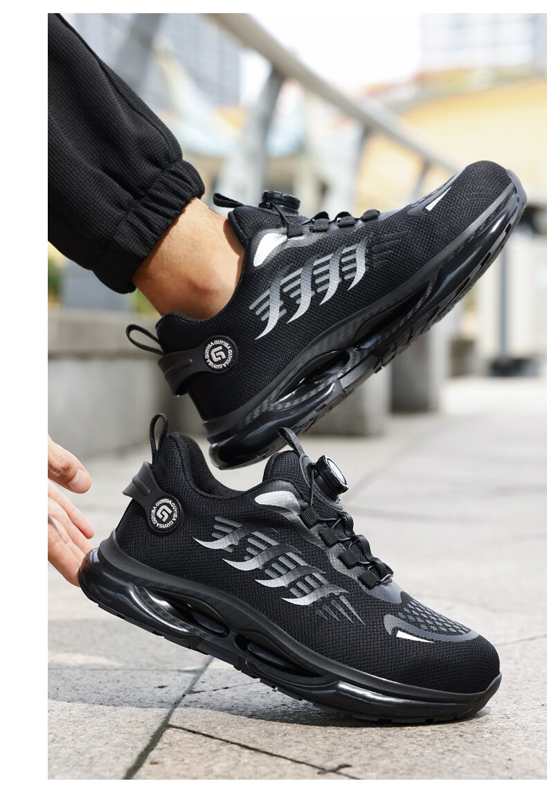 Jingtu Men's Safety Shoes Anti-Smash Insulated Plastic Toe Anti-Puncture Lightweight Breathable Work Safety Shoes F115BKVT Size 38 5