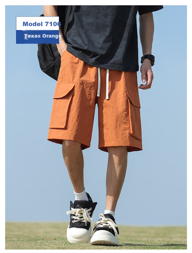 IZEXX Men's Cargo Shorts, Summer Fashion Versatile Large Pocket Simple Solid Color Sports Knee-Length Pants IZ706 Black 3XL 15