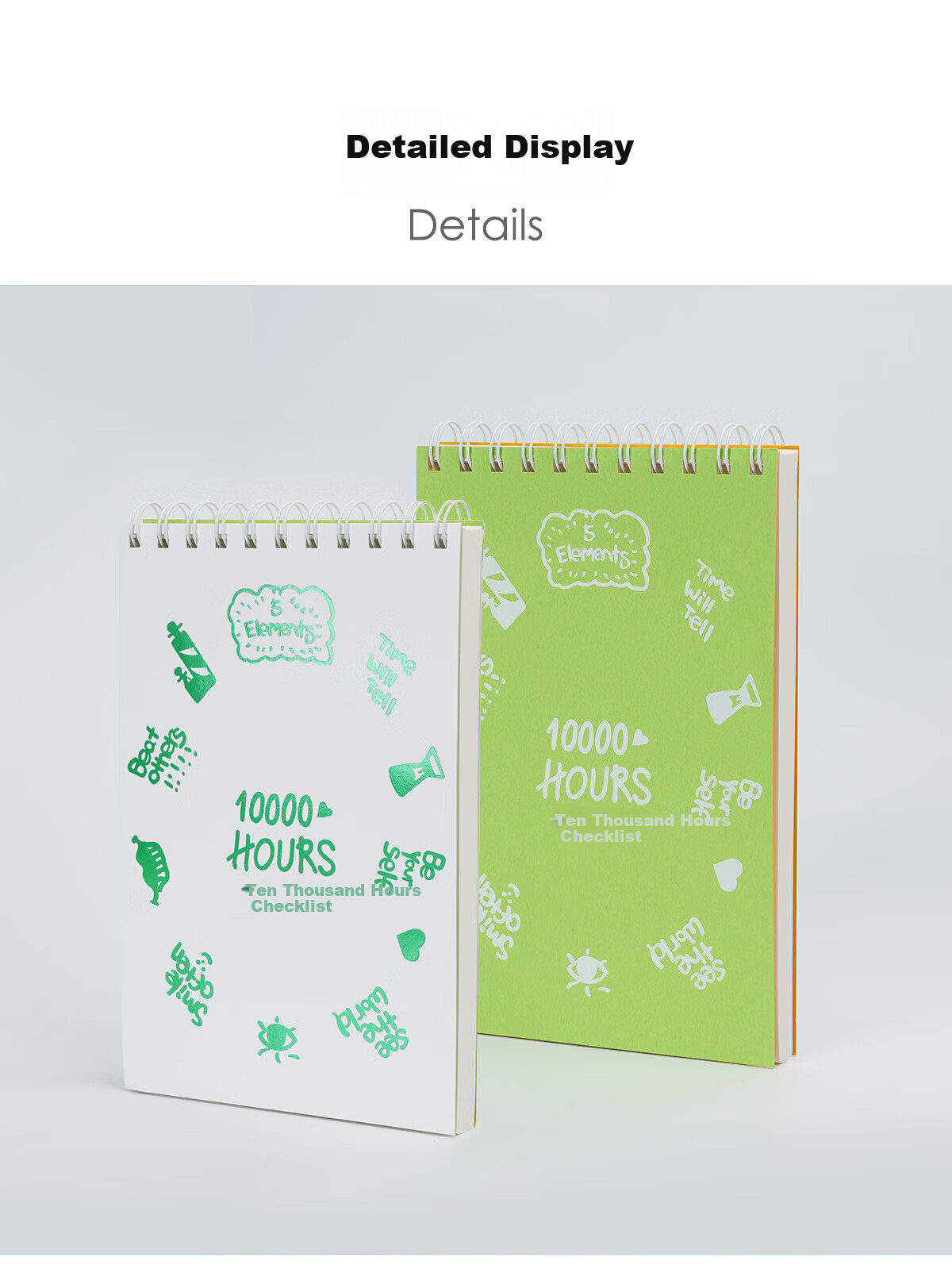 Chenzao Ultra Self-Green Series, One Million Hours Checklist A5 Spiral Notebook, Study Planner, 10000 Hours Daily Check-In Notebook, 100 Pages - Gree 4