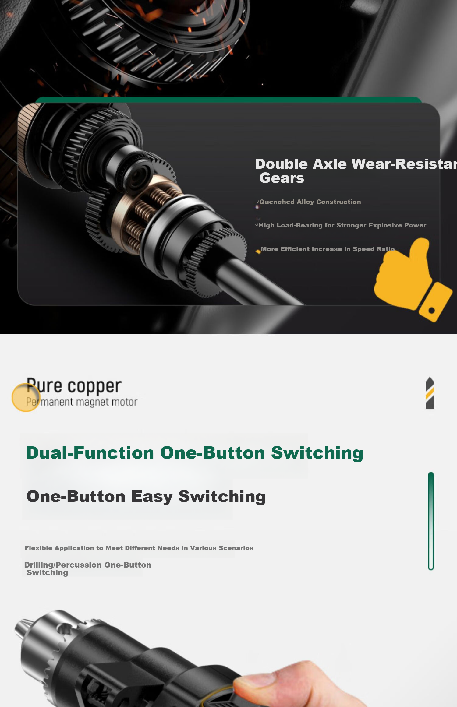 Shida (SATA) Impact Drill, Household Electric Drill, Electric Screwdriver, Multi-Functional, High-Power Handheld Drill, D05706 Standard Configuratio 6