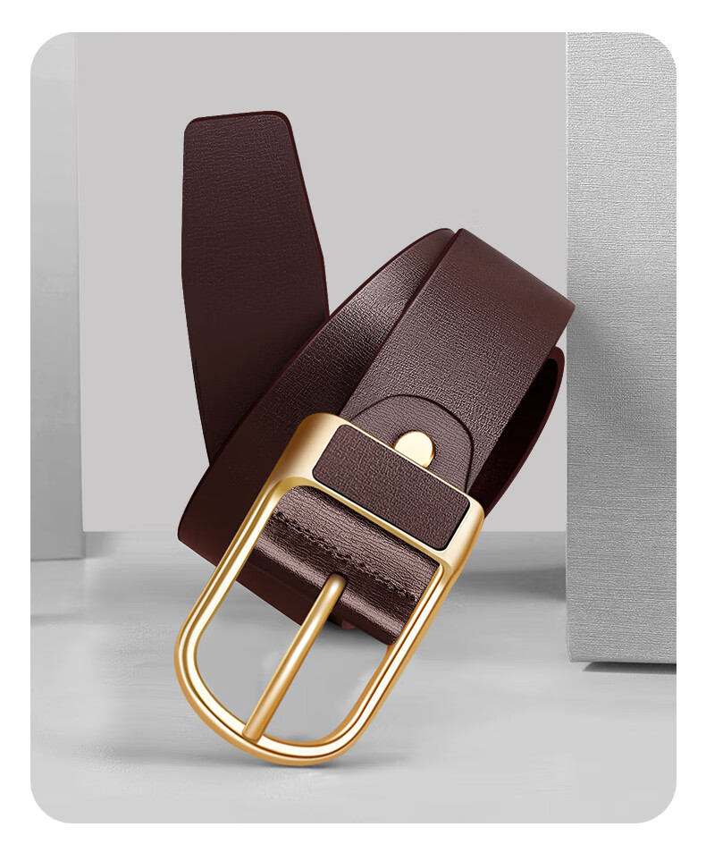 Biyoumei Men's Genuine Leather Belt with Pin Buckle, Business Casual Waistband, Brown 120cm, Premium Gift for Men 4