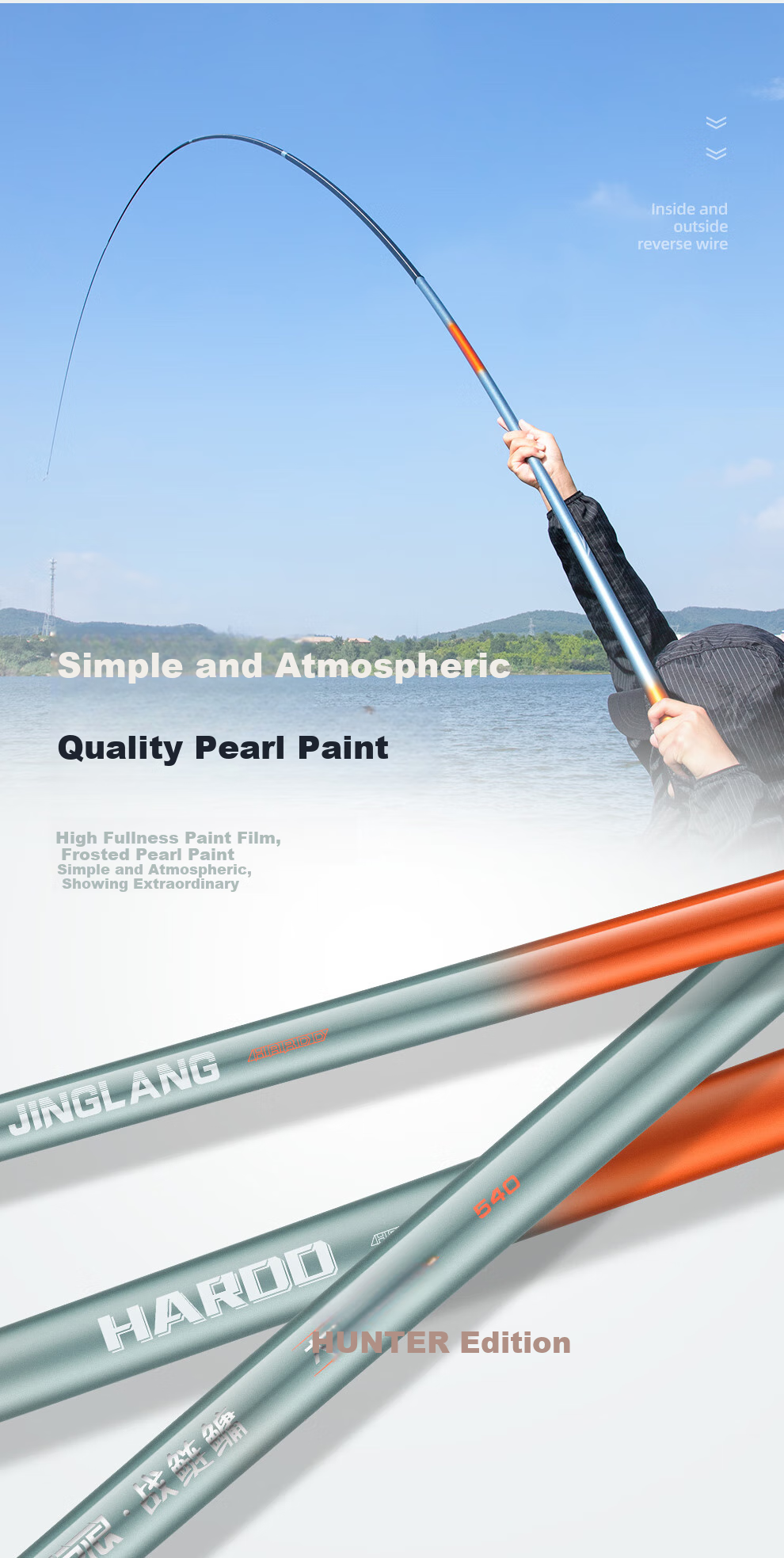 Jinglang 5.4-Meter Carp And Bighead Carp Fishing Rod, Ultra-Light And Ultra-Hard, 19 Sections, 6H Lightweight Big Fish Rod, Carp And Bighead Carp Pole, Fishing Rod for Platform Fishing 14
