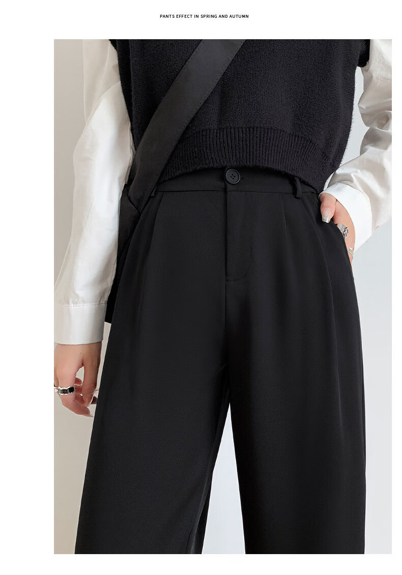 LangSha Women's Suit Pants Spring Autumn 2025 New Draped Casual Versatile Office Workwear Slim Straight Wide-Leg Trousers 10