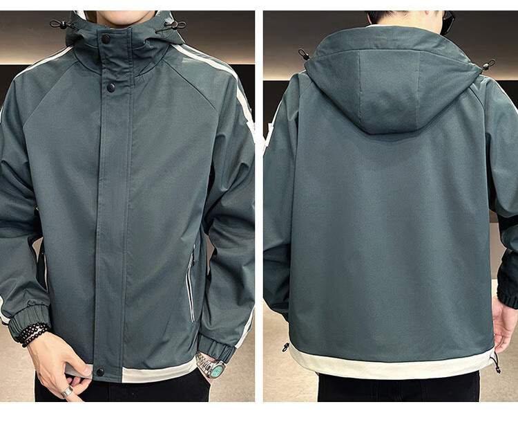 TUCANO Men's Spring Autumn Hooded Workwear Casual Jacket Loose Stylish Trendy Khaki 3XL 10