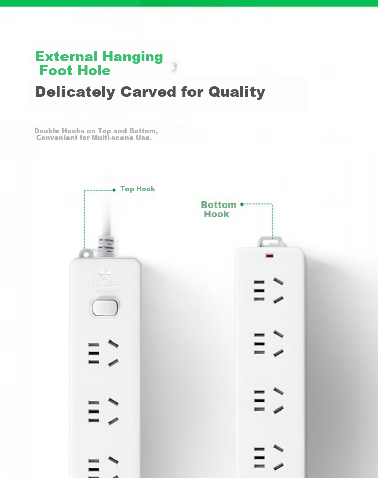 BULL Power Strip Socket Extension Cord, 4 Outlets with Master Switch, 3 Meters, 10A 250V, GN-410 All-White Power Strip 9