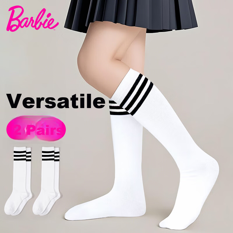 Barbie Girls' Mid-Calf Socks, Children's High Socks, Boys' Long Socks, Spring And Autumn Preppy Style, Soccer Long Socks, Thin Versio