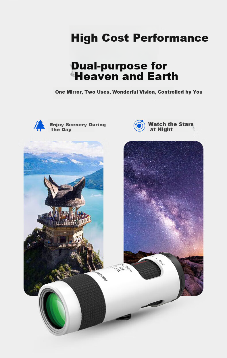 Xingtelang Natural 10-30 Black Infinite Zoom High Magnification Lightweight Portable Professional Single-Tube Smartphone Telescope Gift 6