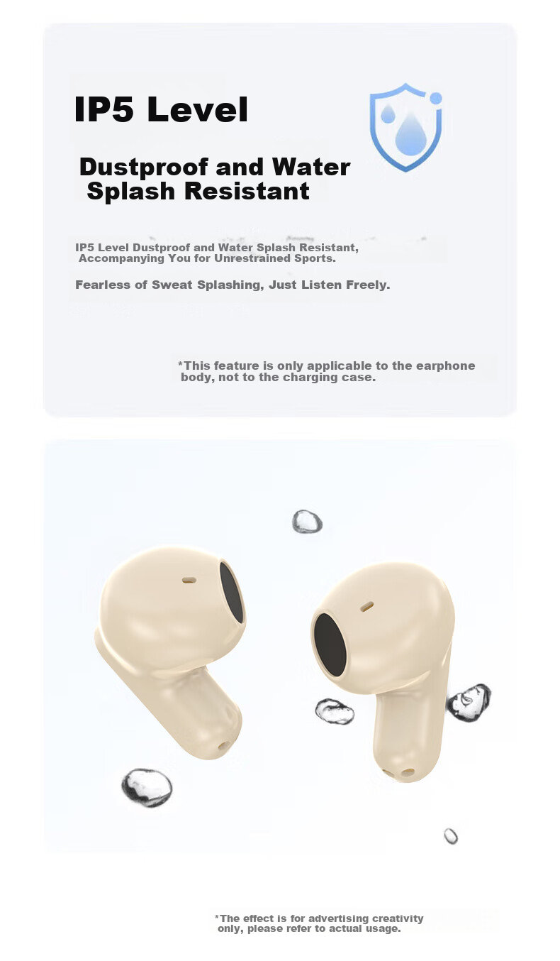 EARISE [2025 New Model | Flagship Top Configuration] Bluetooth Earphones, True Wireless Semi-In Style, for Sports And Gaming, Low Latency, High Sound Quality, Compatible with Android, FD190 White 6