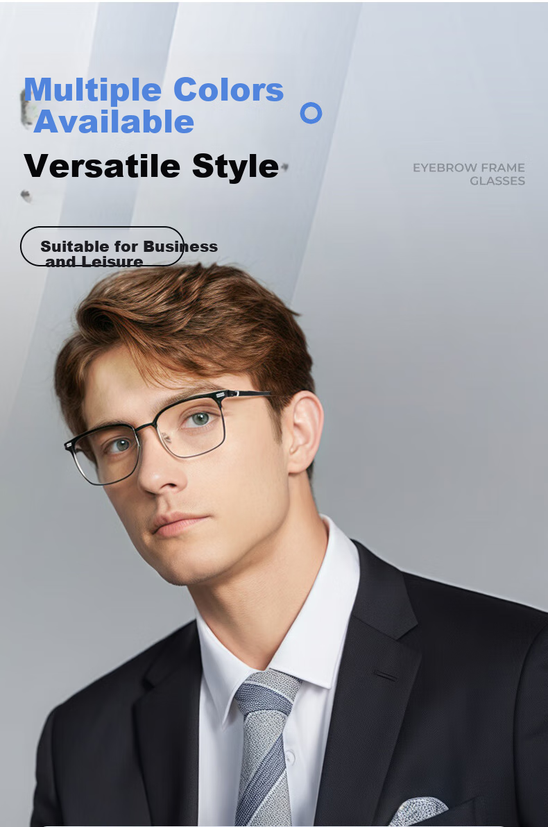 ZEISS Thin Steel Series | Ultra-Light Semi-Rimless Business Eyeglasses for Men, Professional Anti-Blue Light And Anti-Radiation, Compatible with ZEISS Lenses 4