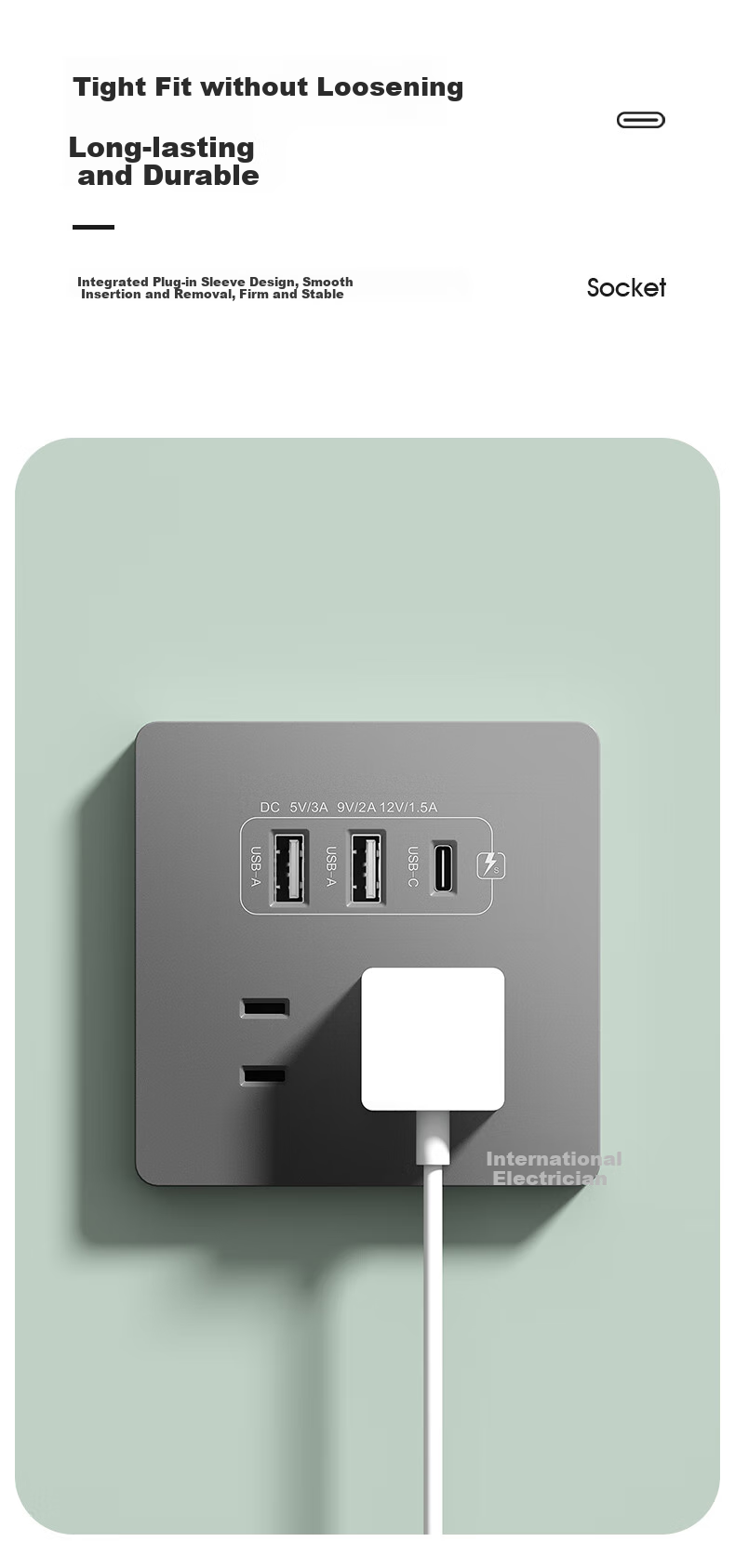 FDD Concealed 86-Type 20W Fast Charging USB Socket Switch Panel Wall-Mounted Mobile Phone Charging Type-C Home Five-Hole Five-Hole 20W Fast Charging USB+typeC (White) 7